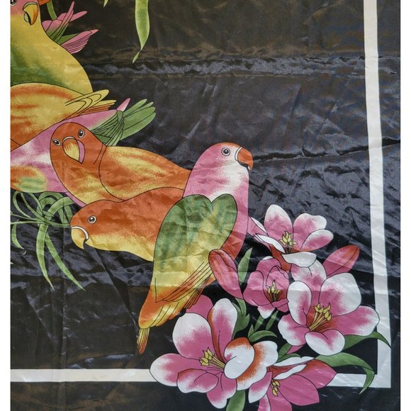 Lovebirds Silk Blend Scarf Tropical Colorful Wall Hanging Craft Project - Picture 2 of 5